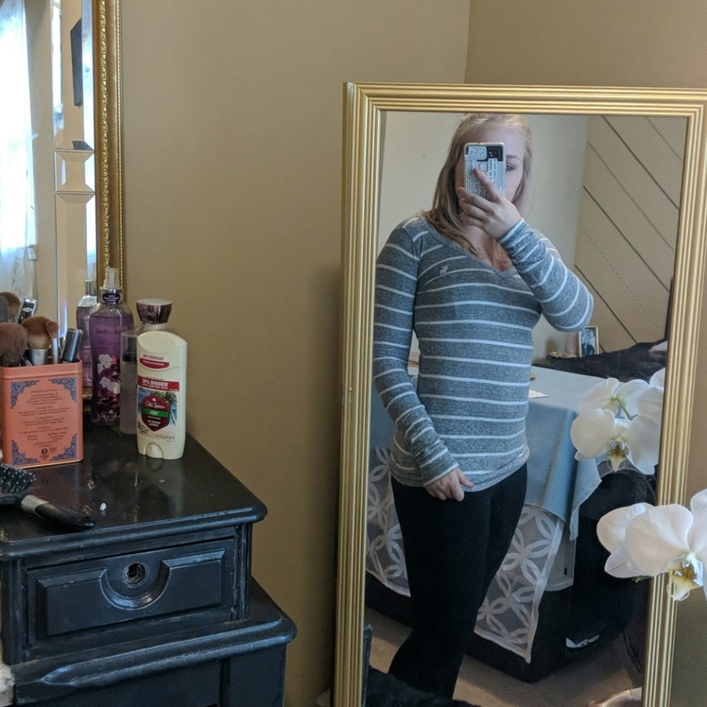 White and Grey Stripes Abercrombie Shirt